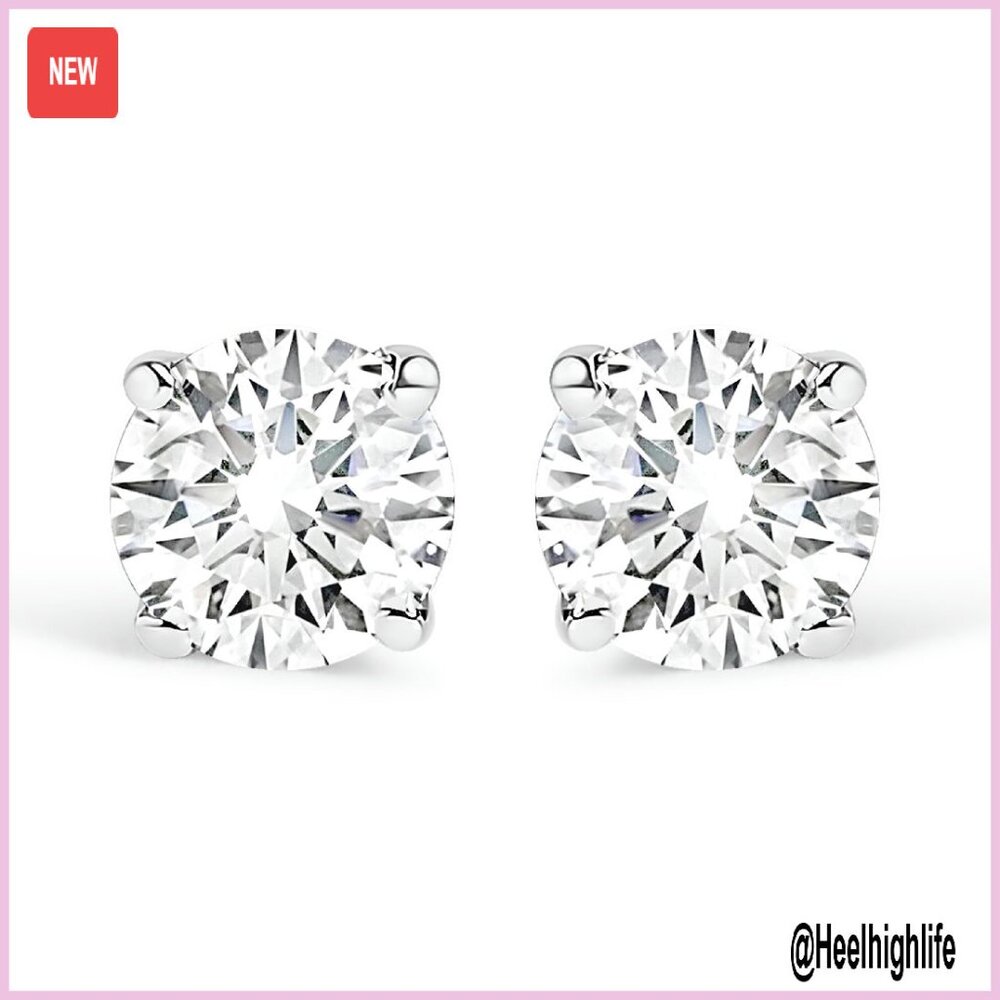 Sterling Silver Lab Diamond Stud Earrings 1/2 Carat Vs1-Vs2